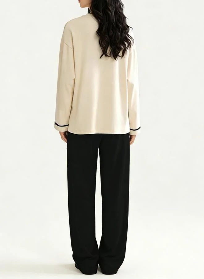 Take Two black Black Graphic Print Long Sleeve T-Shirt and Pyjama Set for Women | Best Price UAE